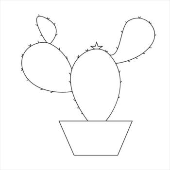 Continuous single line art drawing of cactus and minimalist outline vector art drawing