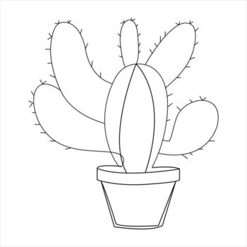 Continuous single line art drawing of cactus and minimalist outline vector art drawing