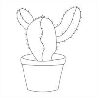 Continuous single line art drawing of cactus and minimalist outline vector art drawing
