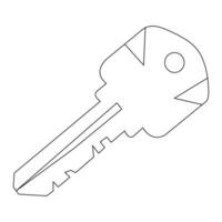 Continuous single line art drawing of lock key outline vector illustration