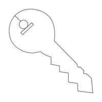 Continuous single line art drawing of lock key outline vector illustration