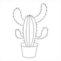 Continuous single line art drawing of cactus and minimalist outline vector art drawing