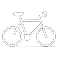 Single line continuous drawing of classic bicycle outline vector illustration