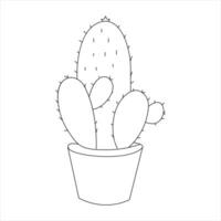 Continuous single line art drawing of cactus and minimalist outline vector art drawing