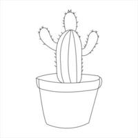 Continuous single line art drawing of cactus and minimalist outline vector art drawing