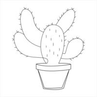 Continuous single line art drawing of cactus and minimalist outline vector art drawing