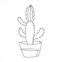 Continuous single line art drawing of cactus and minimalist outline vector art drawing