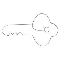 Continuous single line art drawing of lock key outline vector illustration