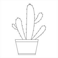 Continuous single line art drawing of cactus and minimalist outline vector art drawing