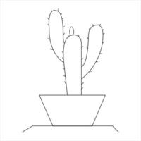 Continuous single line art drawing of cactus and minimalist outline vector art drawing