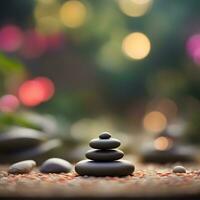AI generated zen stones on a table with a blurry background photo
