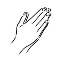 hands in prayer vector sketch