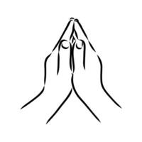 hands in prayer vector sketch