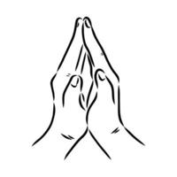 hands in prayer vector sketch