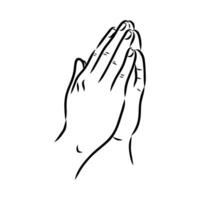 hands in prayer vector sketch