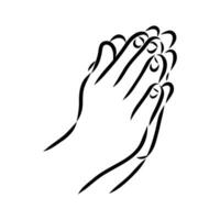 hands in prayer vector sketch