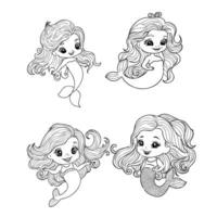 cartoon mermaids vector sketch