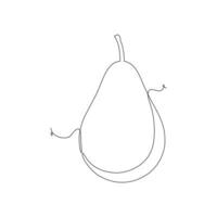 Single continuous line drawing of whole healthy organic pear for orchard logo identity. Fresh summer fruitage concept for fruit garden icon. Modern one line draw design vector graphic illustration