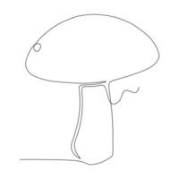 One continuous line drawing of whole healthy organic mushrooms for farm logo identity. Fresh toadstool concept for vegetable icon. Modern single line draw graphic design vector illustration