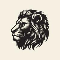 Lion head vector illustration in black and white colors isolated on light background