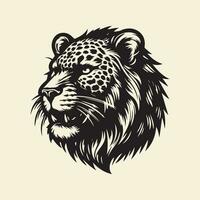 Lion head vector illustration isolated on white background. Hand drawn leopard head.