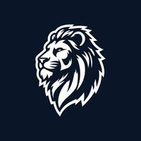 Lion head logo template vector icon illustration design isolated on dark background