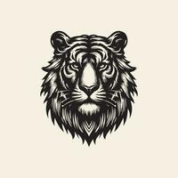 Lion head vector illustration in vintage monochrome style isolated on white background