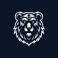 Lion head logo template vector icon illustration design isolated on dark background