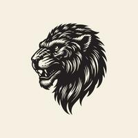 Lion head on peach background. Vector illustration of lion head.