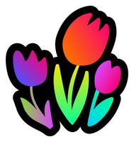 Neon Gradient Tulip Night Fluorescent Sticker vector