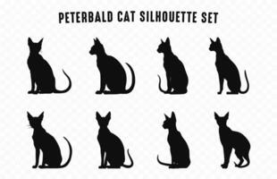 Peterbald Cat Silhouettes Vector Bundle, Black Cats Silhouette collection