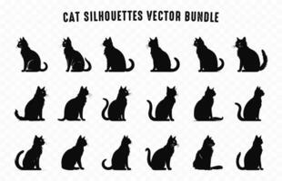 Cat Silhouettes Vector Bundle, Set of Black Cats Silhouette collection