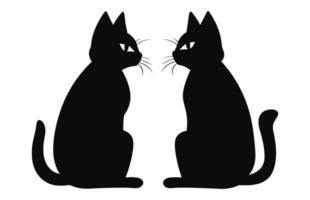 A Couple Cat black Silhouette Vector free