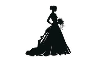 A Bride black silhouette vector free