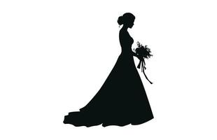 A Bride black silhouette vector free
