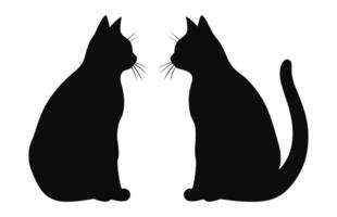 A Couple Cat black Silhouette Vector free