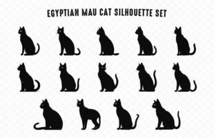 Egyptian Cat Silhouettes Vector art Set, Black Cats Silhouette icon collection