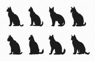 Lynx Cat Silhouettes Vector Set, Black Cats Silhouette collection
