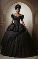 AI generated Beautiful african american woman wearing black dress and jewellery. ai generative. ai generative photo