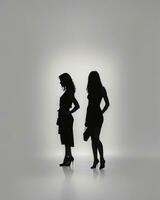 AI generated Silhouette of three women in black and white dresses, studio shot. ai generative photo