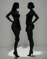 AI generated Silhouette of beautiful women on a white background. ai generative photo