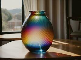 AI generated Colorful vases on a table in a modern living room. ai generative photo