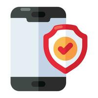 Conceptual flat design icon of mobile security vector