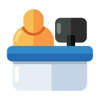 A flat design icon of reception desk vector