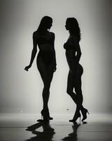 AI generated Silhouette of beautiful women on a white background. ai generative photo