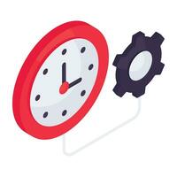 An icon design of time management, clock inside gear vector