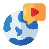 un plano diseño icono de global vídeo charla vector