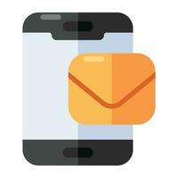 Editable design icon of mobile mail vector