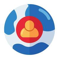 avatar con globo representando concepto de global usuario icono vector