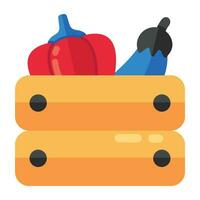 Editable design icon of vegetable crate vector